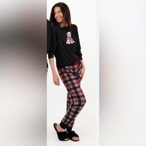 Plaid Pajama Pants with Black Top